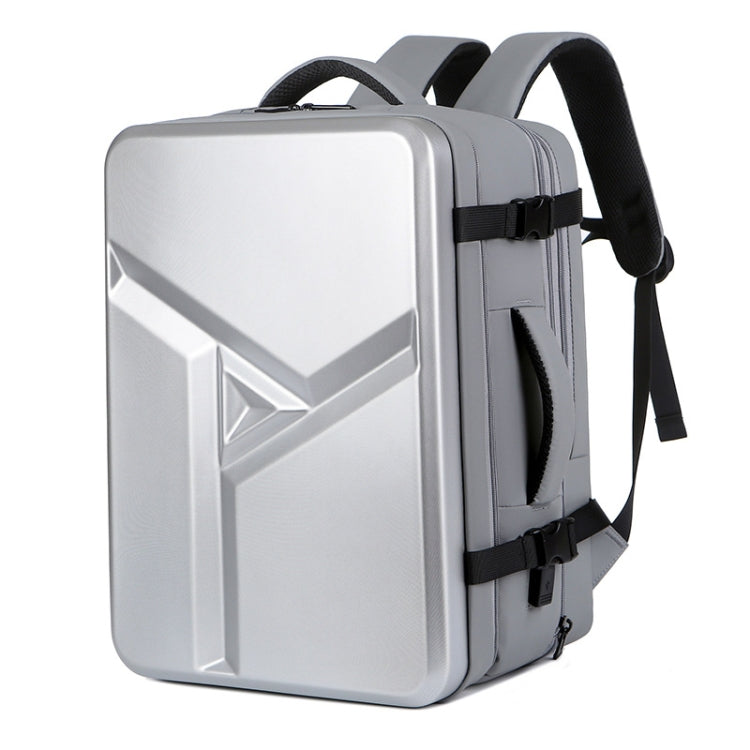 Large-capacity Water-resistant Expandable Hard Shell Backpack with USB Charging Hole(161 Light Grey)