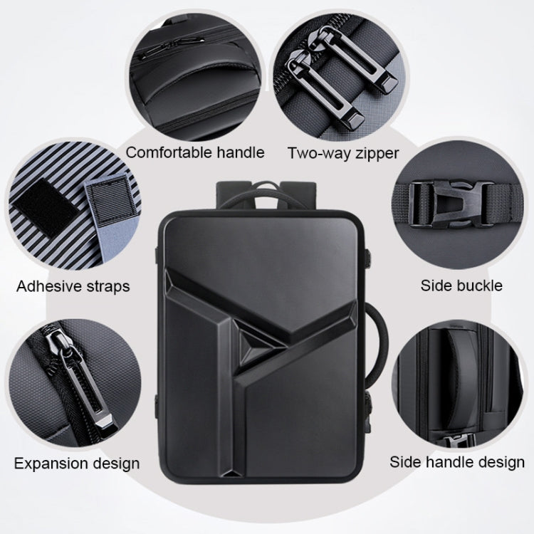 Large-capacity Water-resistant Expandable Hard Shell Backpack with USB Charging Hole(161 Light Grey)