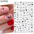 10 PCS Cartoon Heart Letters Comic Character Nail Art Sticker 3D Adhesive Nail Stickers(F636) - free shipping - PMC TechLife - Order now!