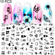 10 PCS Cartoon Heart Letters Comic Character Nail Art Sticker 3D Adhesive Nail Stickers(F637)