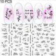 10 PCS Cartoon Heart Letters Comic Character Nail Art Sticker 3D Adhesive Nail Stickers(F640) - free shipping - PMC TechLife - Order now!