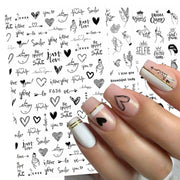 10 PCS Cartoon Heart Letters Comic Character Nail Art Sticker 3D Adhesive Nail Stickers(F636)