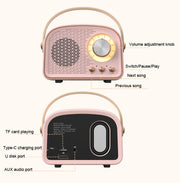 DW21 Vintage Radio BT Speaker Support TF Card/U Disk to Play(Light Green)