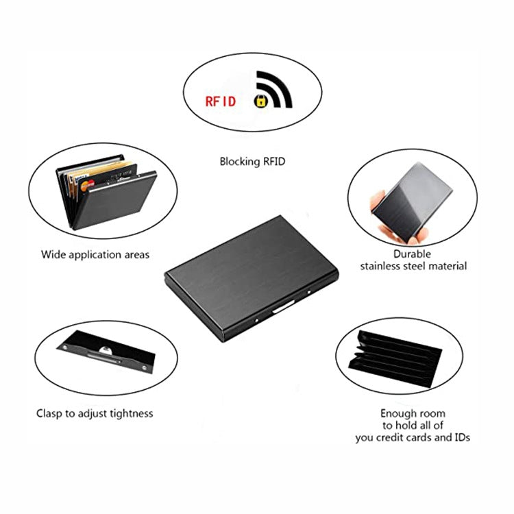 ZT-1563 RFID Anti-theft Aluminum Alloy Multi-compartment Business Card Case Card Holder(Silver)