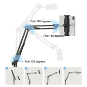 SSKY L10 Home Cantilever Ground Phone Holder Tablet Support Holder, Style: Fixed+Phone Clip (Black)