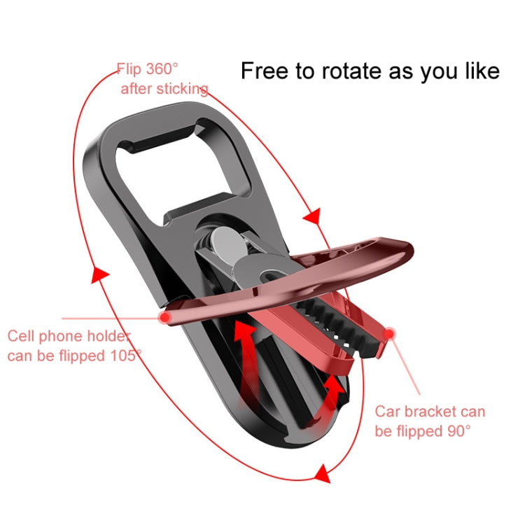 Multifunction Car Air Vent Phone Holder Finger Ring Phone Bracket Bottle Opener(Rose Gold)