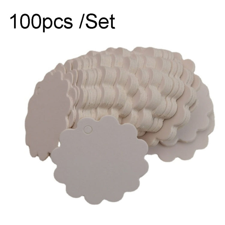 100pcs /Set Kraft Paper Tags Lace Round Blank Small Label(White)