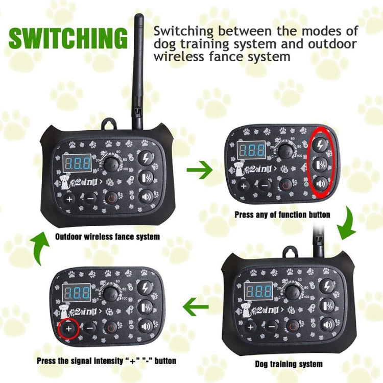 TF68 2-in-1 Dog Trainer Outdoor Electronic Wireless Fence With Collar EU Plug