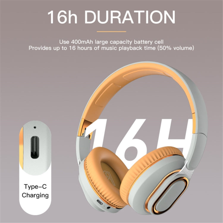 H7 Foldable Wireless Bluetooth Headset With Microphone Support TF Card, AUX(Gray)