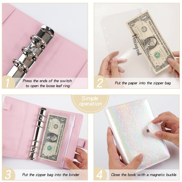 A6 Illusion Magic Square Loose-leaf PU Notebook Cash Budget Book(Blue)