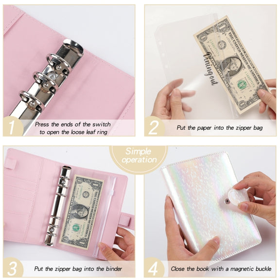 A6 Illusion Magic Square Loose-leaf PU Notebook Cash Budget Book(Purple)