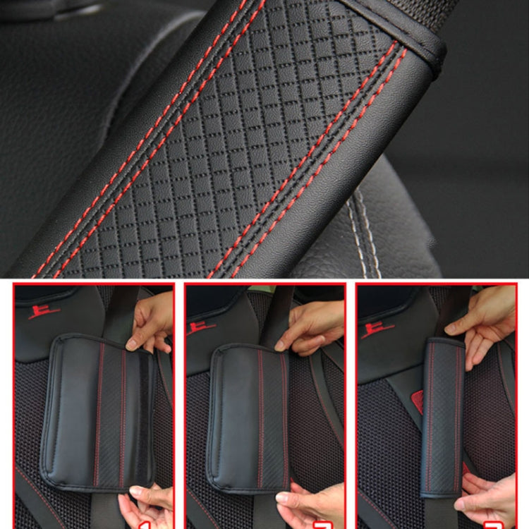 Fiber Leather Embossed Car Seat Belt Shoulder Cover Protector 6.5X23cm(Wine Red)