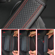 Fiber Leather Embossed Car Seat Belt Shoulder Cover Protector 6.5X23cm(Wine Red)