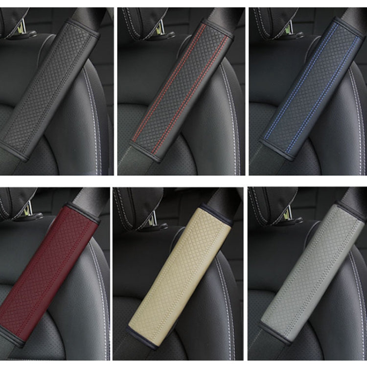 Fiber Leather Embossed Car Seat Belt Shoulder Cover Protector 6.5X23cm(Wine Red)