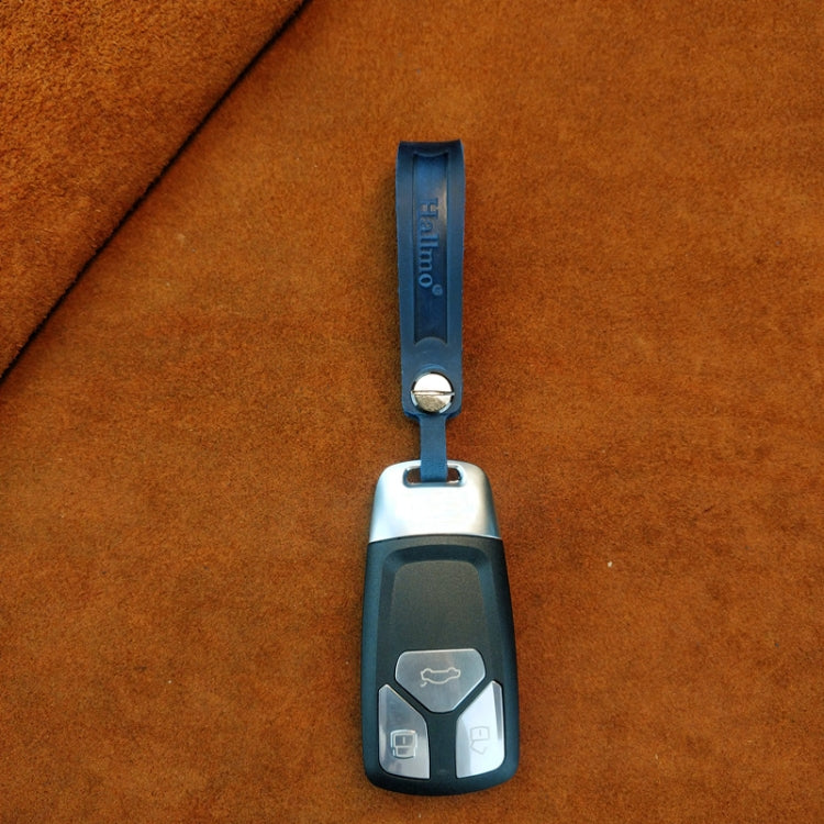 Hallmo First Layer Cowhide Leather Car Keychain(Crazy Horse Leather Blue)