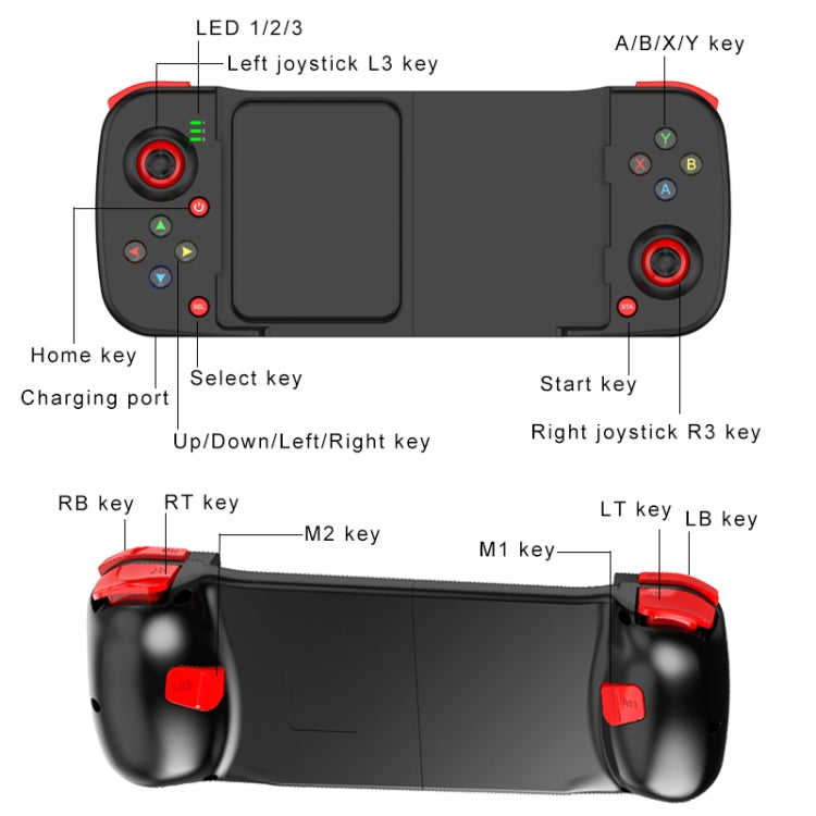 D3 Telescopic BT 5.0 Game Controller For IOS Android Mobile Phone(Red Blue)