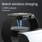 H27 15W  6 In 1 With Clock Function Magnetic Phone Wireless Charger For iWatch/AirPods(Black)