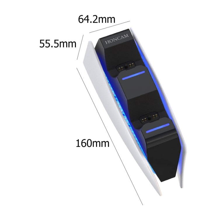 HONCAM For PS5 Gamepad Charger Dual Dock Charger(Blue)