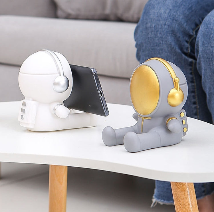 Astronaut Tablet Phone Bracket Desktop Phone Holder Ornaments(Gray)