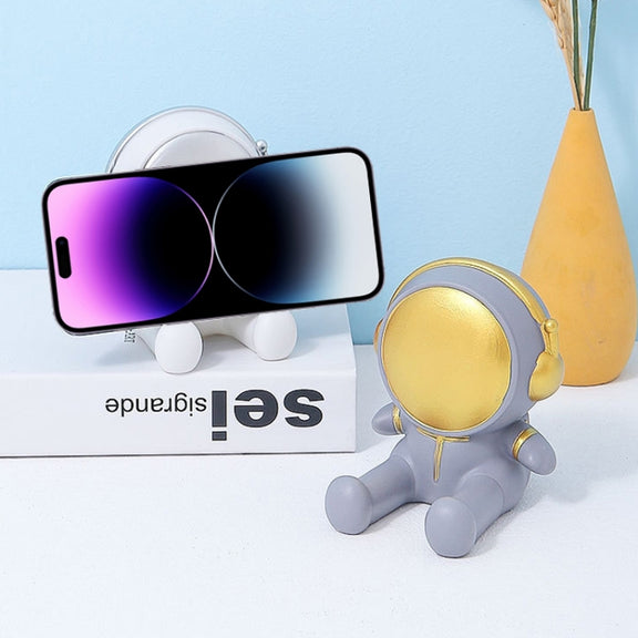 Astronaut Tablet Phone Bracket Desktop Phone Holder Ornaments(Gray)