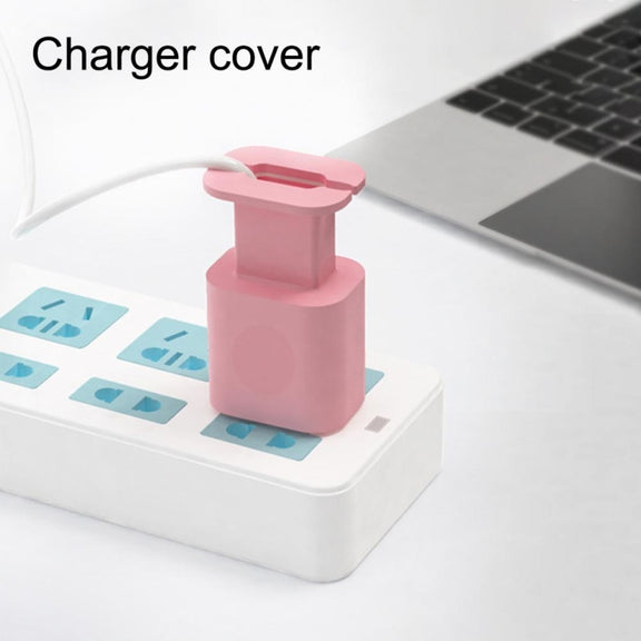 For iPhone 11/12 18W/20W Power Adapter 2pcs Protective Case Cover Data Cable Organizer(Black)
