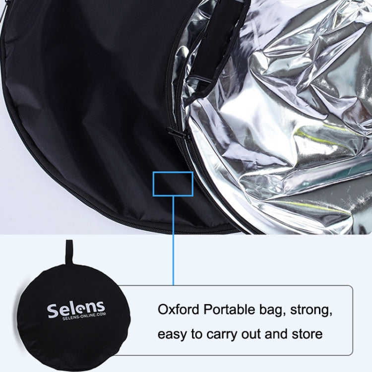 Selens  5 In 1 (Gold / Silver  / White / Black / Soft Light) Folding Reflector Board, Size: 110cm Round
