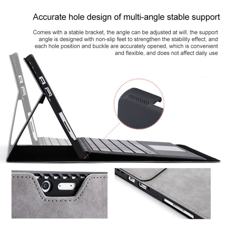 For Microsoft Surface Pro 9 Tablet Protective Case Holder(Microfiber Lambskin Texture Gray Case + Power Supply Bag)