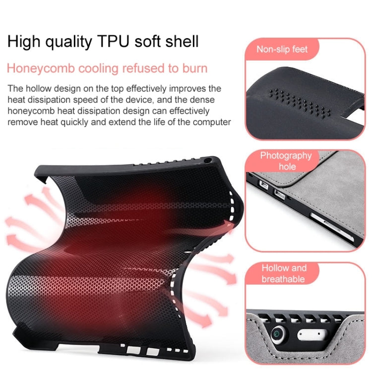 For Microsoft Surface Pro 9 Tablet Protective Case Holder(Microfiber Lambskin Texture Gray Case + Power Supply Bag)