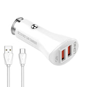 LDNIO C511Q 36W QC 3.0 Phone Fast Charger Dual-USB Ports Smart Car Charger with USB-C/Type-C Cable