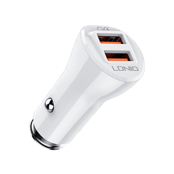 LDNIO C511Q 36W QC 3.0 Phone Fast Charger Dual-USB Ports Smart Car Charger with USB-C/Type-C Cable