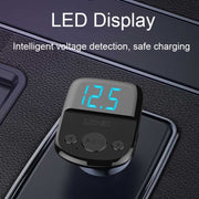 LDNIO C706Q QC3.0+AUTO-ID Car Bluetooth FM Music Digital Display Car Charger with 8 Pin Cable