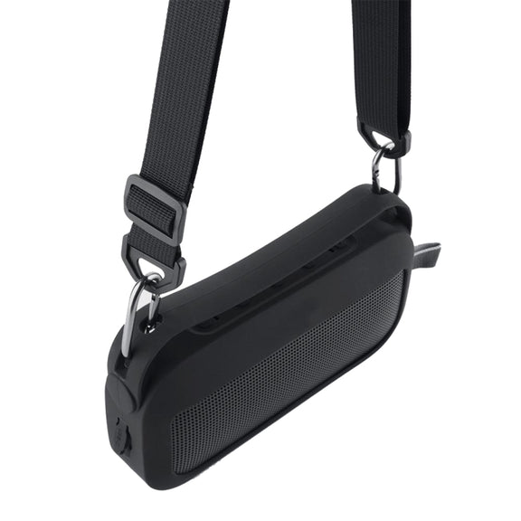 For Bose SoundLink Flex Bluetooth Speaker Silicone Protective Case Cover With Shoulder Strap(Black)