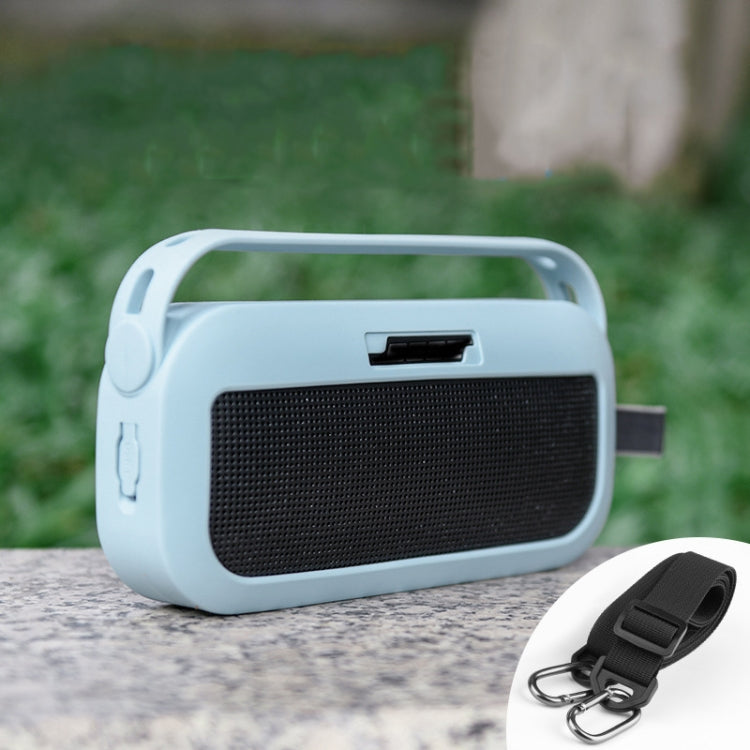 For Bose SoundLink Flex Bluetooth Speaker Silicone Protective Case Cover With Shoulder Strap(Blue)