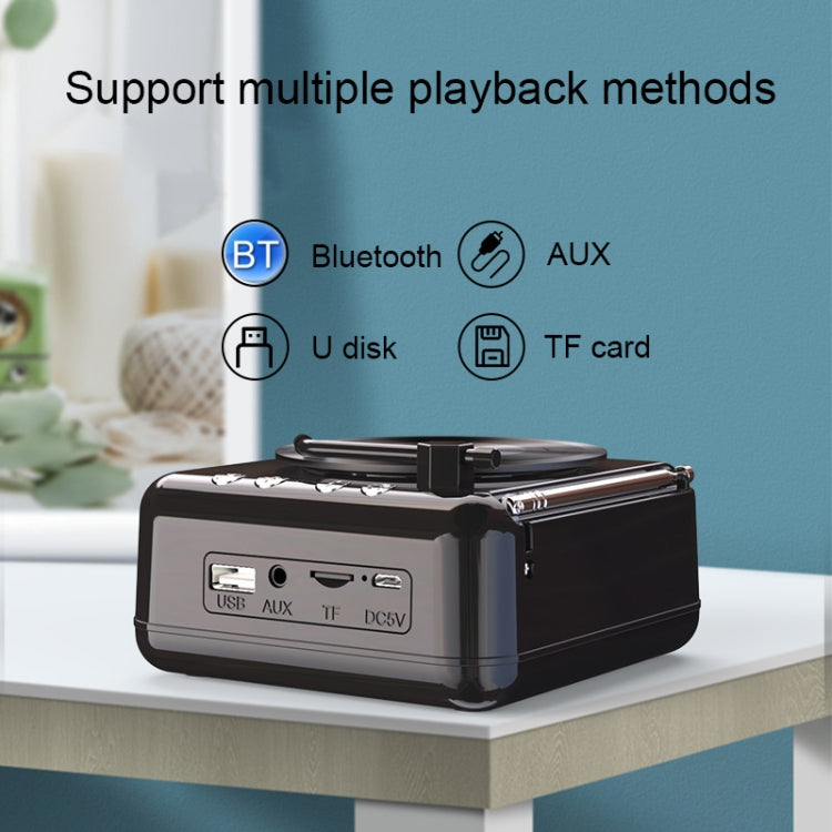 Manovo H3 Retro Vinyl Record Player Shape Mini Bluetooth Speaker, Color: White
