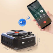 Manovo H3 Retro Vinyl Record Player Shape Mini Bluetooth Speaker, Color: Wood Grain