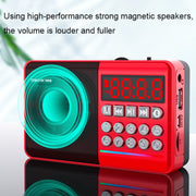 TEMEIYIN LED Digital Display Card Bluetooth Radio Speaker Morning Exercise Portable Player, Color: Red with Light