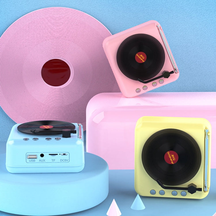 Manovo H3 Macaron Vinyl Record Player Bluetooth Speaker Retro Radio Stereo(Pink)