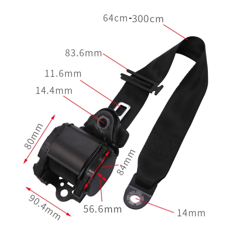 Universal 3-point Car Retrofit Seat Belt With Emergency Locking(Braided Straps)