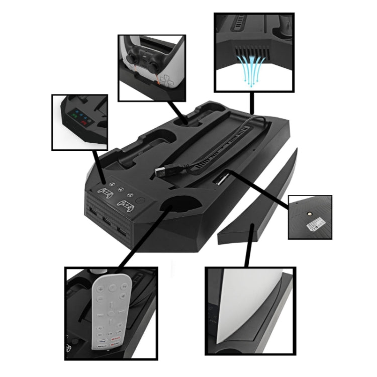 For PS5 DE/UHD 2 In 1 Handheld Console Cooling Stand Fan Base(White)