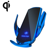 Q3 Infrared Induction Magnetic Car Wireless Charging Phone Bracket with Micro USB + 8 Pin + Type-C / USB-C Magnetic Connector(Blue)