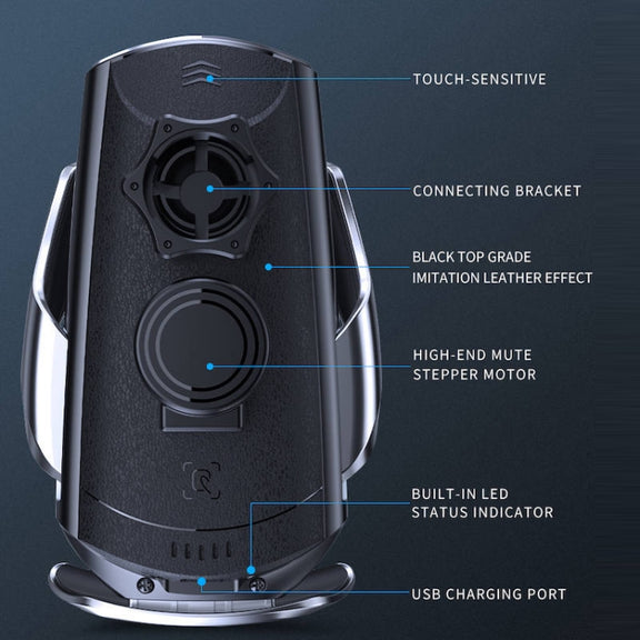Q3 Infrared Induction Magnetic Car Wireless Charging Phone Bracket with Micro USB + 8 Pin + Type-C / USB-C Magnetic Connector(Blue)