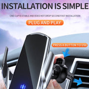 Q3 Infrared Induction Magnetic Car Wireless Charging Phone Bracket with Micro USB + 8 Pin + Type-C / USB-C Magnetic Connector(Black)