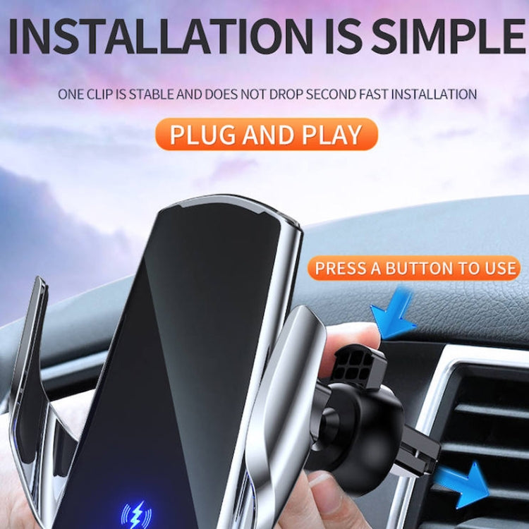 Q3 Infrared Induction Magnetic Car Wireless Charging Phone Bracket with Micro USB + 8 Pin + Type-C / USB-C Magnetic Connector(Blue)