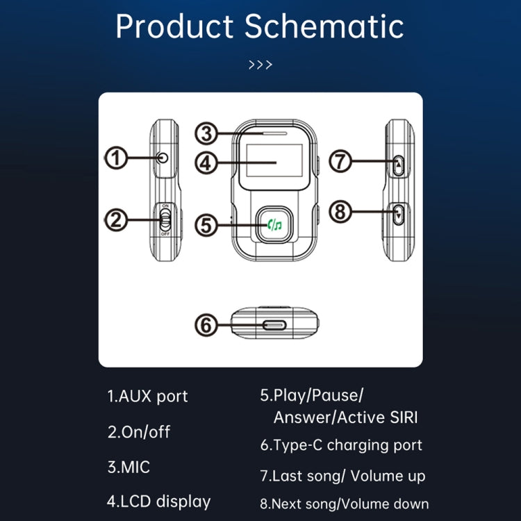 BR11 With Screen Bluetooth Audio Receiver MP3 Player