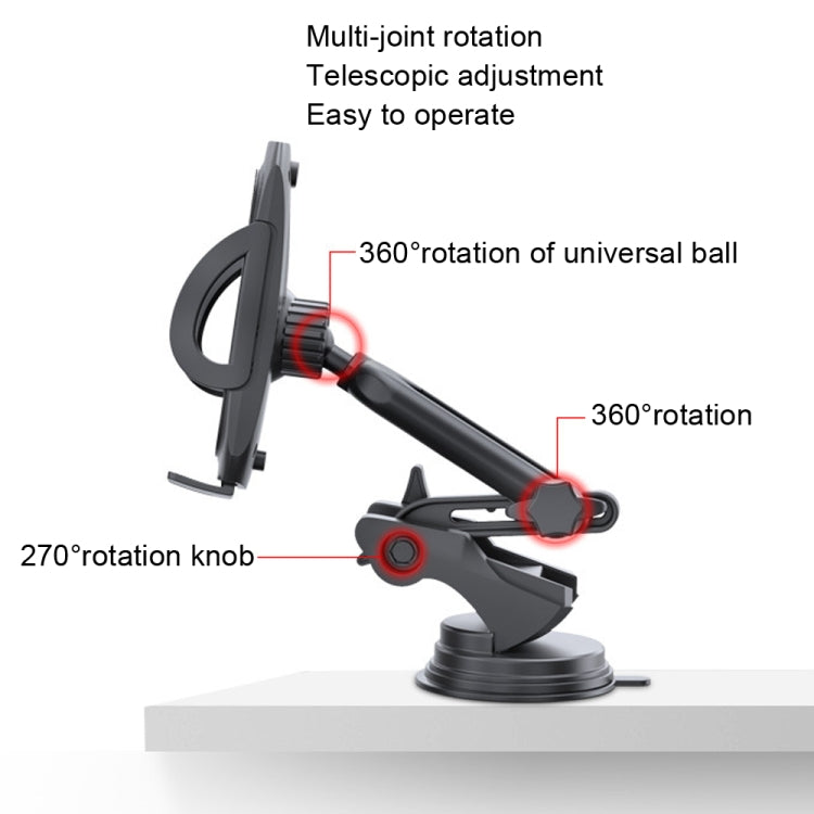 Yesido C111 Double Pole Rotating Telescopic Arm Car Bracket(Black)