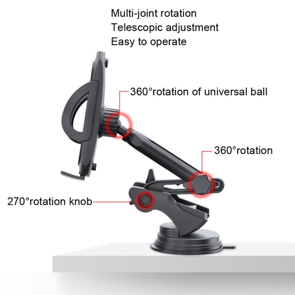Yesido C111 Double Pole Rotating Telescopic Arm Car Bracket(Black)