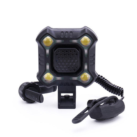 2 In 1 Bike 140db Bell 4 Lamp Cycling Light Bicycle Horn 5-sounds Alarm(Black)