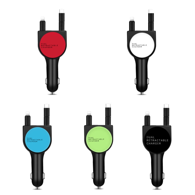 3 In 1 3.1A Dual USB Single Pull Retractable Fast QC3.0 Car Charger(Blue)