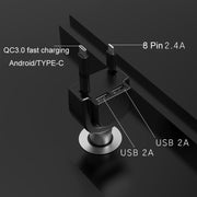 3 In 1 3.1A Dual USB Single Pull Retractable Fast QC3.0 Car Charger(White)