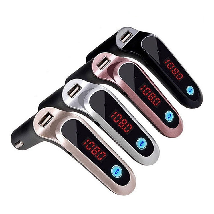 S7 Smart Digital Display Music Player Calling Car Charger, Color: Silver